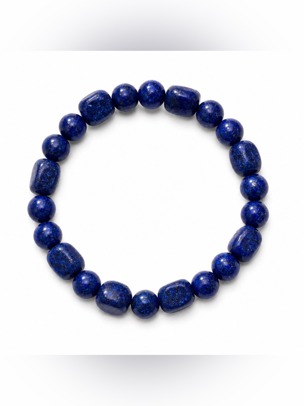 Lapis Lazuli Bead Stretch Bracelet - Deep Blue